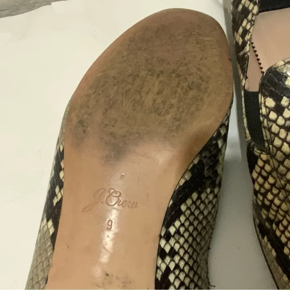 J.Crew Women's Sz 9 Snakeskin Embossed Leather Convertible Mules Loafers